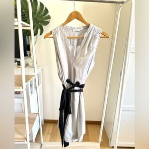 Gray Lush Tank Dress with Black Tie Belt